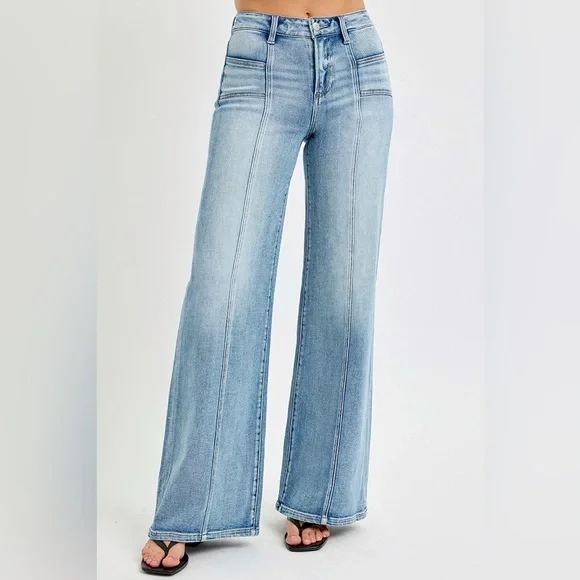 RISEN Full Size Mid Rise Wide Jeans with Front Patch Pocket🆕 - Picture 8 of 8